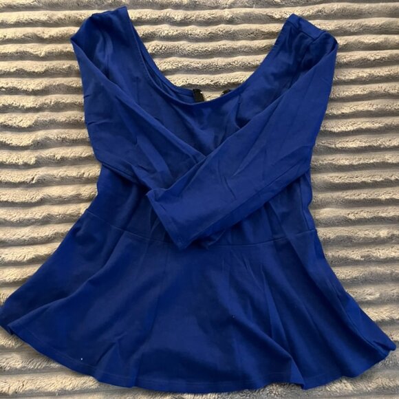 Express, baby bell long sleeve with 3/4 zip in the back, size S; royal blue - Picture 2 of 2